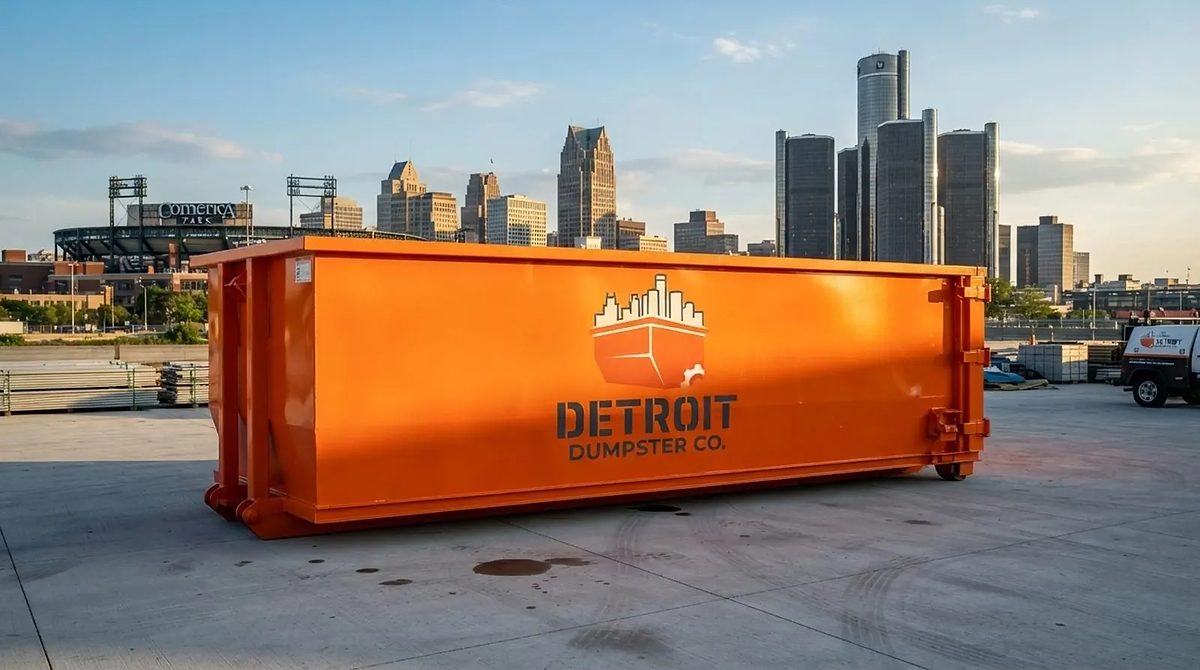 Detroit Dumpster Co roll-off containers and trucks