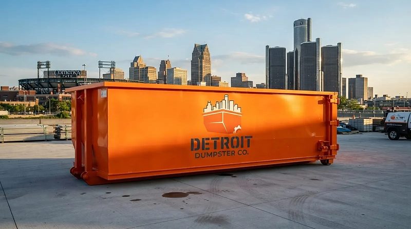 Detroit Dumpster Co roll-off containers and trucks